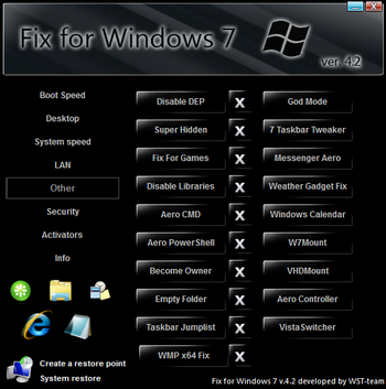 Fix for Windows 7 4.2 скачать бесплатно - сборник универсальных фиксов и патчей для Windows 7