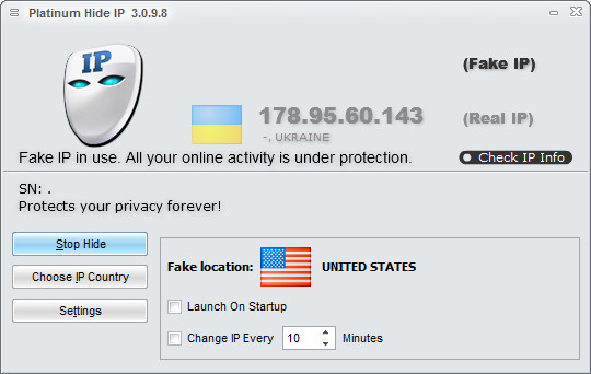 Platinum Hide IP 3.0.9.8 скачать бесплатно - программа для замены IP адреса
